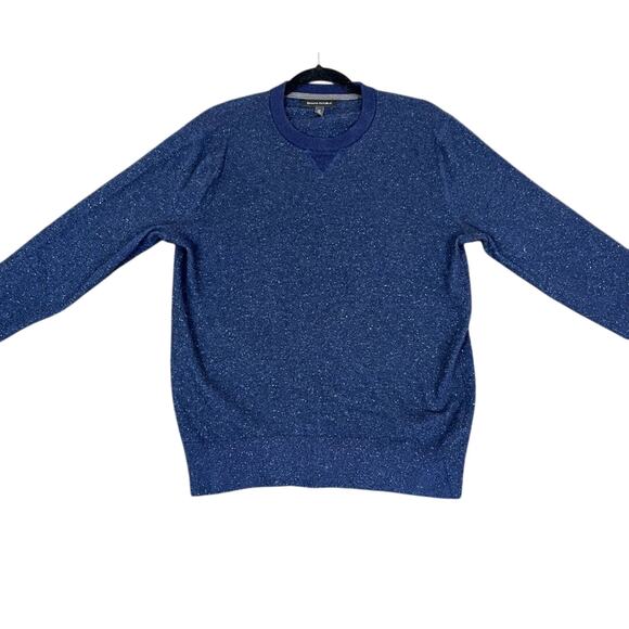 Banana Republic Sweater Mens Medium Blue Tweed Wool Silk Crew Neck Speckled - Picture 2 of 10